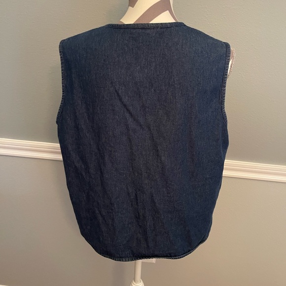 Allison Daley Blue Jean Zip Up Patchwork Sailboat Vest - Size: 14P - Picture 4 of 7